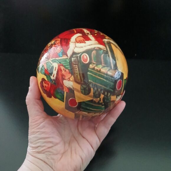 Vintage 5" Round Santa Claus Paper Mache Ball Christmas Ornament St. Nick Decor - Picture 3 of 10